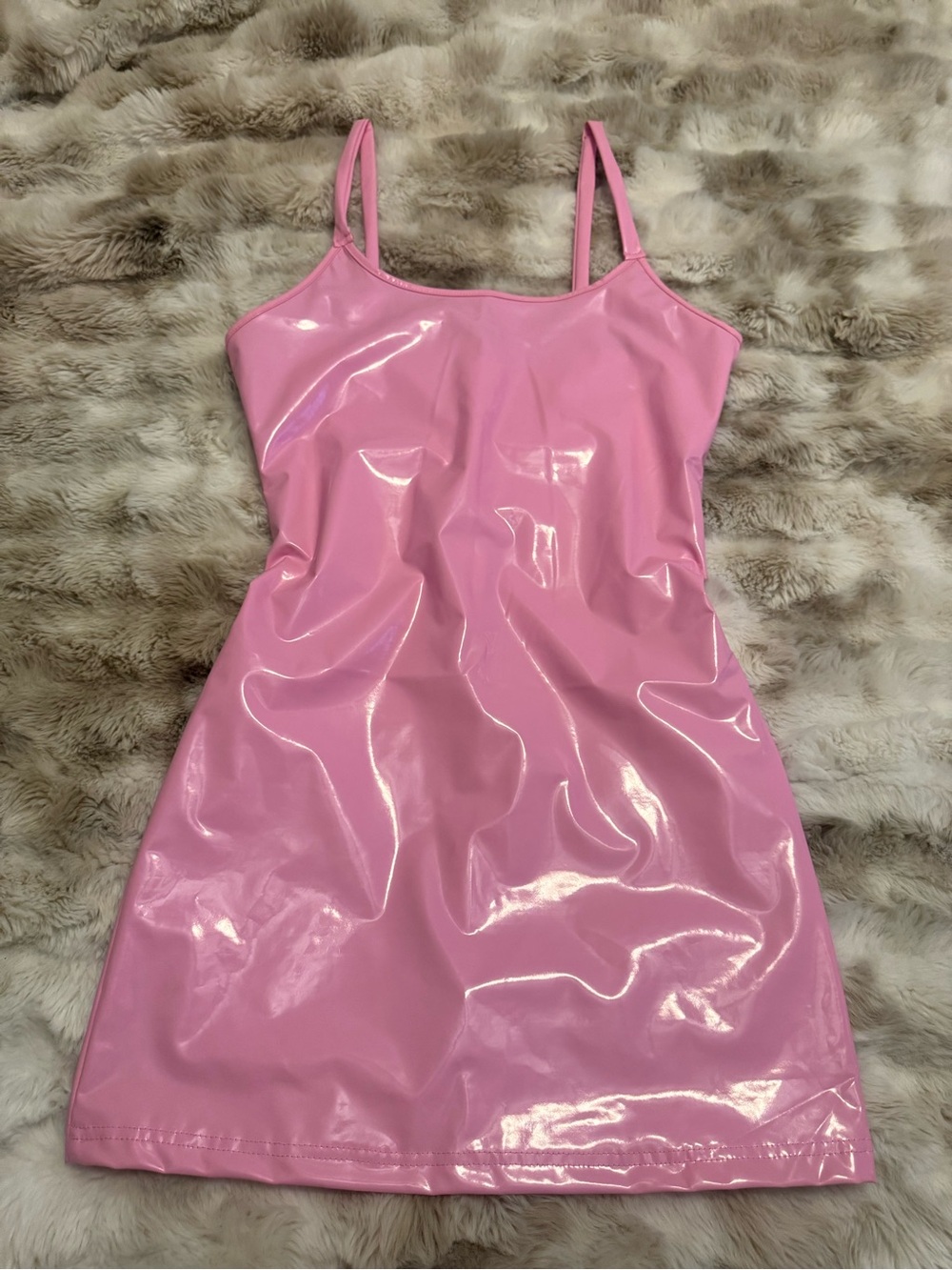 SHEIN Pink Patent Mini Slip Dress